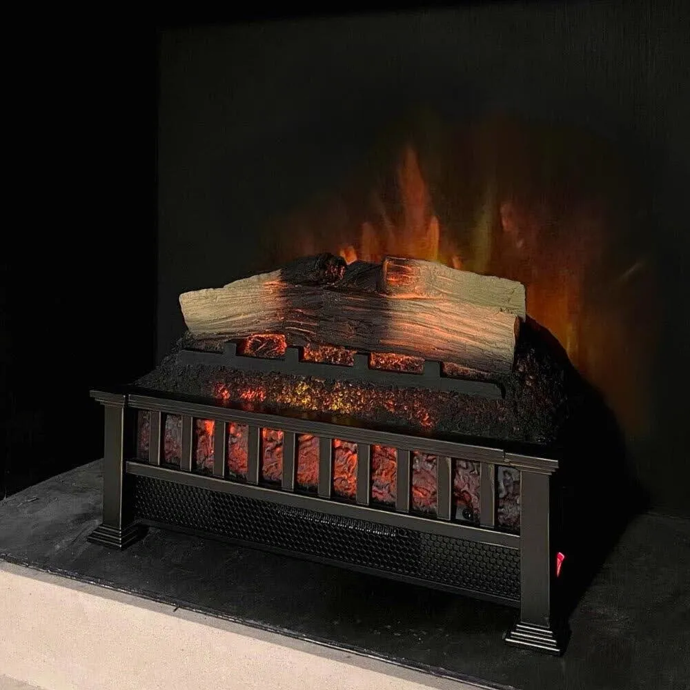 electric fireplace insert stands in existing fireplace cavity - photo