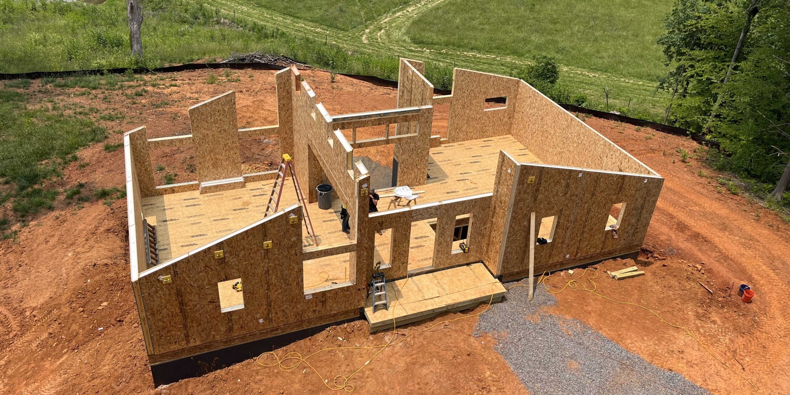 aerial view of partially constructed SIPs house; SIP builder Insulspan - photo