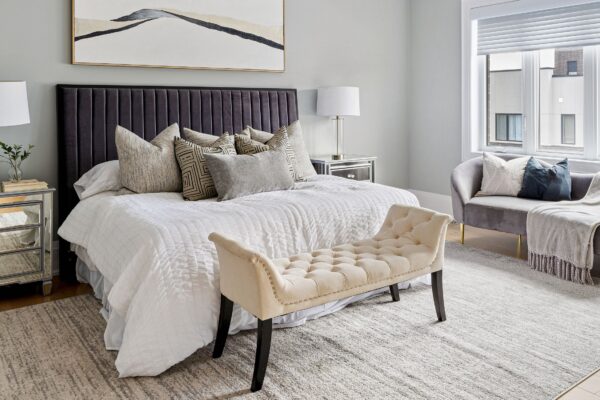 interior view of sumptuous bedroom in net zero home - photo