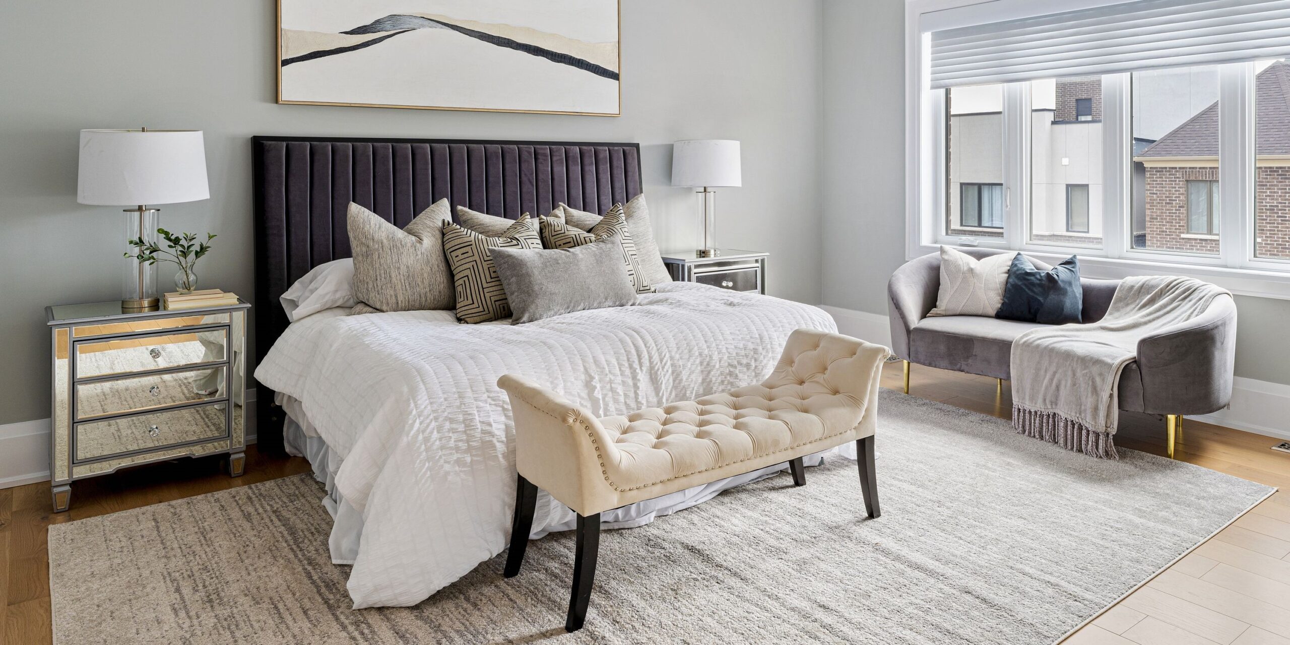 interior view of sumptuous bedroom in net zero home - photo